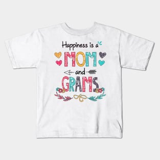 Happiness Is A Mom And Grams Wildflower Happy Mother's Day Kids T-Shirt